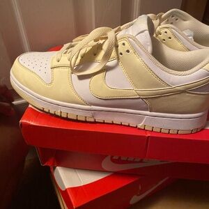 Nike Dunk Low White and Pale Yellow Sneakers